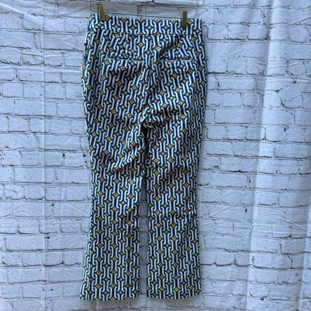 Boden Pants Cropped Flared Sapphire, Azure Geo US Size 6 R Geometric Flare - Picture 6 of 9